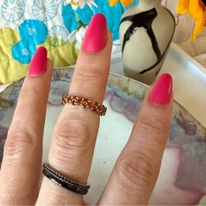 amber & 925 sterling silver eternity band ring / size 5